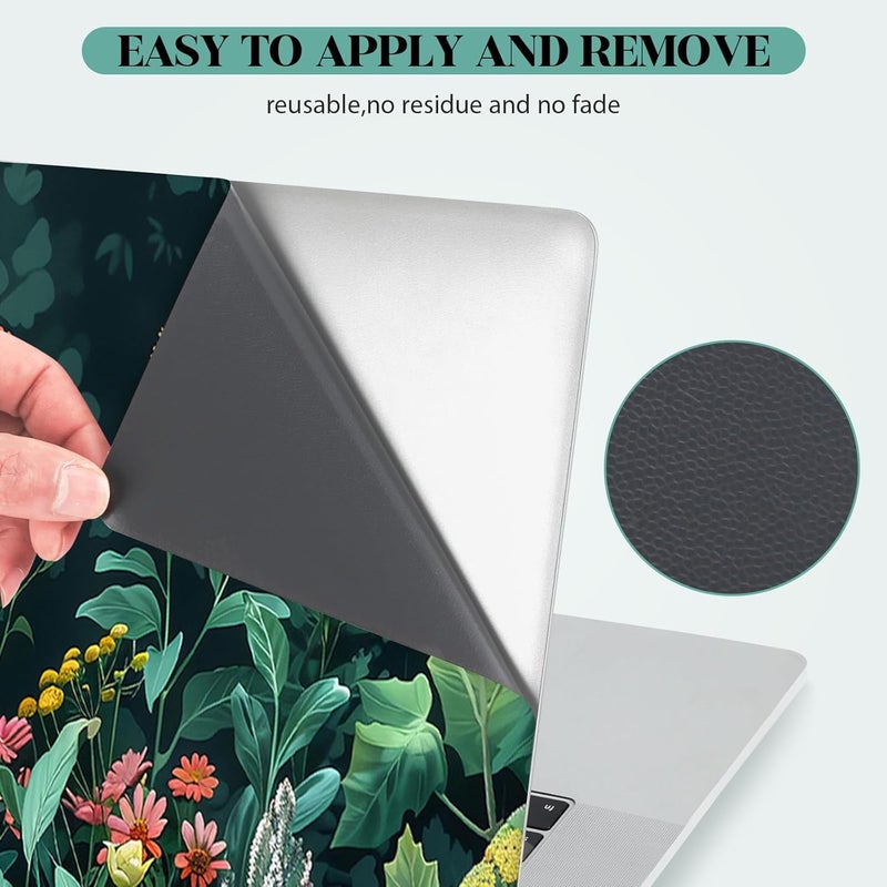 Lauspuck Laptop Skin Sticker Decal,13.3" 14" 15" 15.4" 15.6 inch Laptop Vinyl Skin Sticker Cover, Art Decal Protector with Free 2 Wrist Pads, Green Daisy Leaves - Image 4